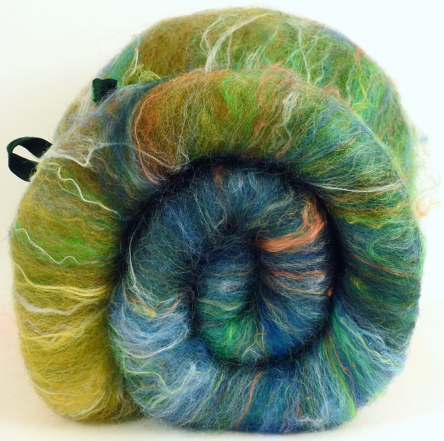 Fjord- 3.7 oz- Roly Poly batt- 30% Targhee/Cormo/DorsetX fleece, 35% Dorset Horn Top, Cheviot Roving, 15% Kid Mohair top, 20% silk, bamboo