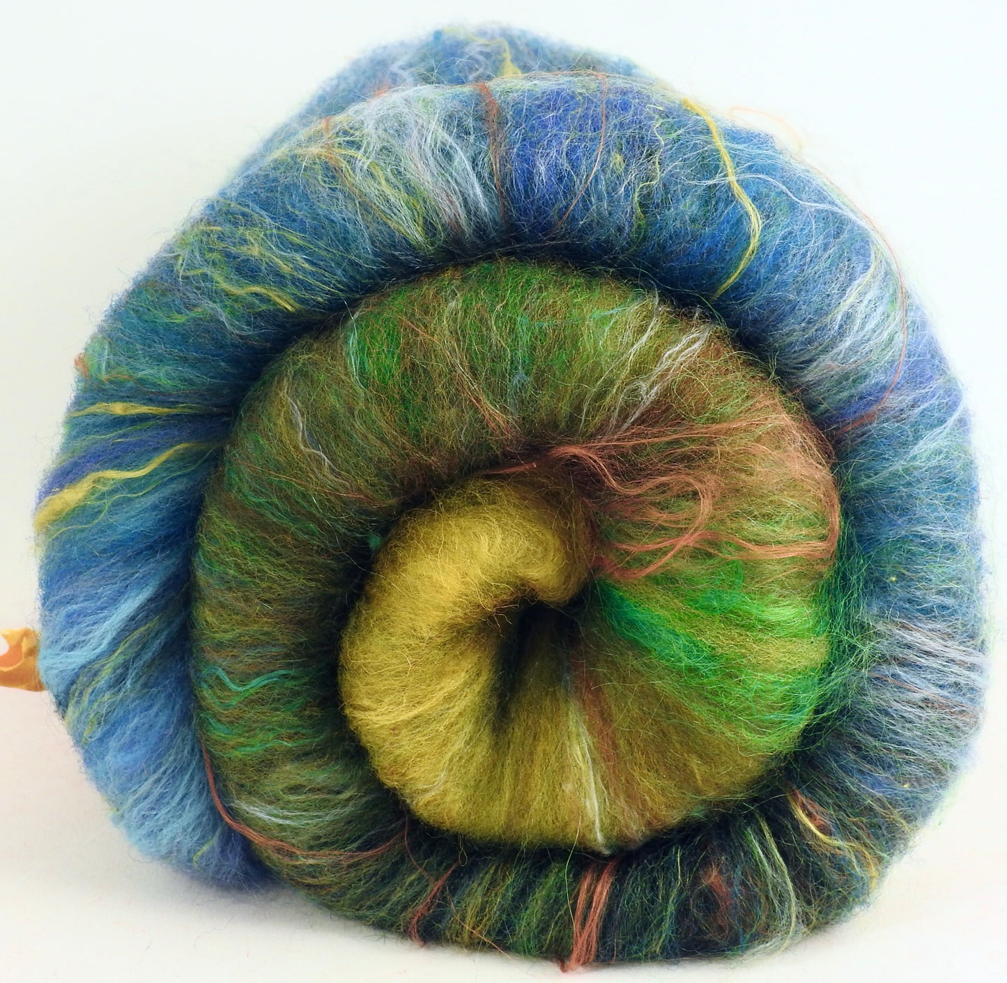 Fjord- 3.7 oz- Roly Poly batt- 30% Targhee/Cormo/DorsetX fleece, 35% Dorset Horn Top, Cheviot Roving, 15% Kid Mohair top, 20% silk, bamboo