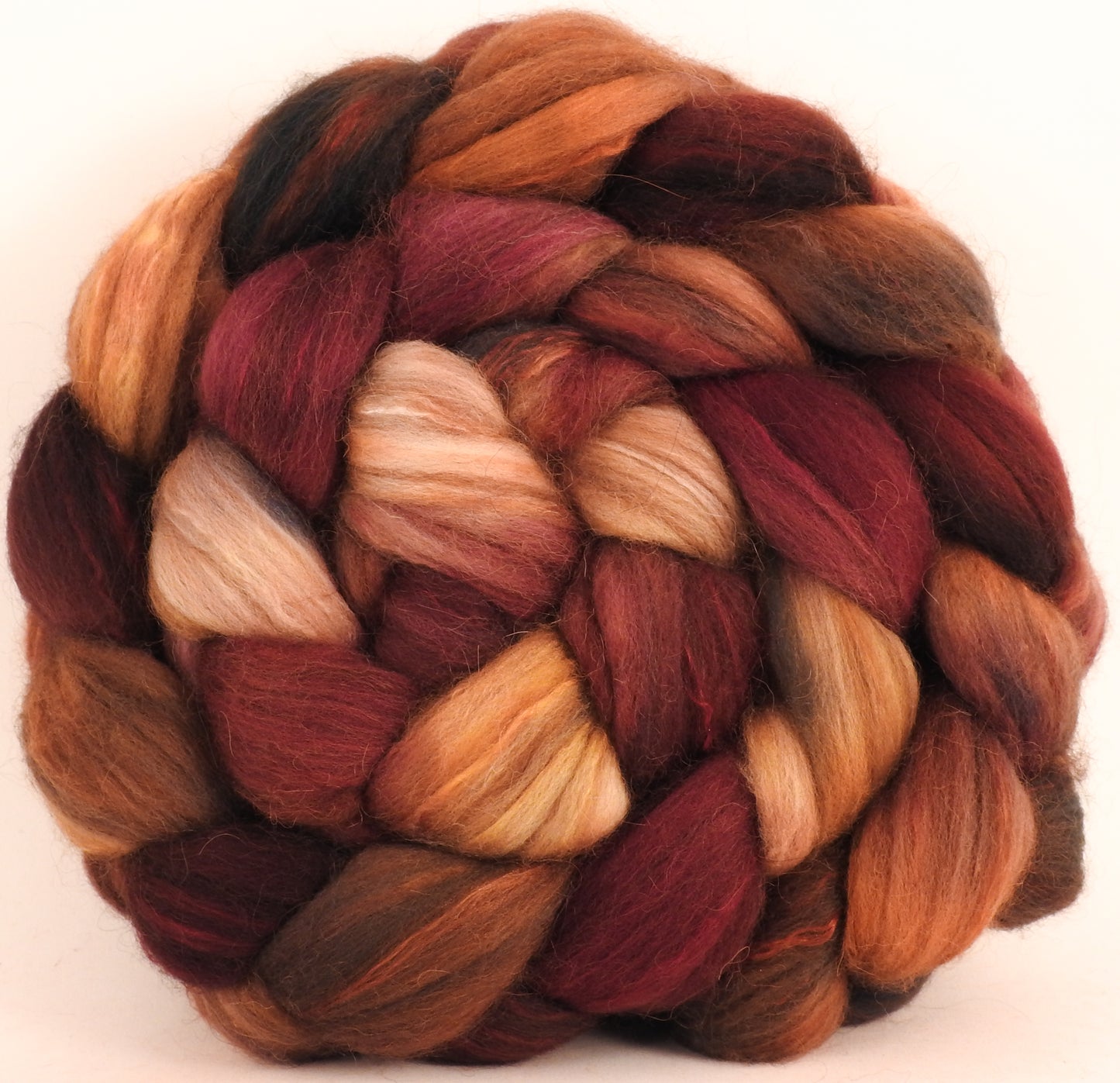 Hand dyed top for spinning -Cardamon- 18.5 mic merino/ camel/ brown alpaca/ mulberry silk/ (40/20/20/20) - Inglenook Fibers