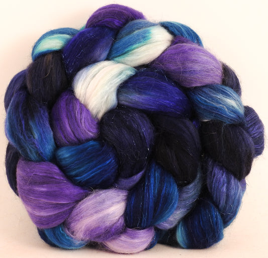 Batt in a Braid #41 -Blue Jay - Llama / Merino ( 18 mic.)/ Mulberry silk/ Stellina (40/30/25/5) - Inglenook Fibers