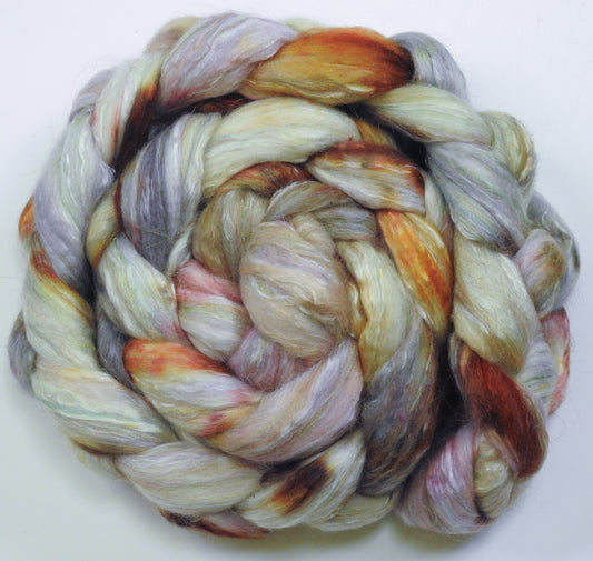 Cockle Shells (5.4 oz) - Batt in a Braid #31 - Polwarth/ Mulberry Silk / Baby Alpaca / Rainbow Firestar/ Tencel( 40/25/15/10/10)