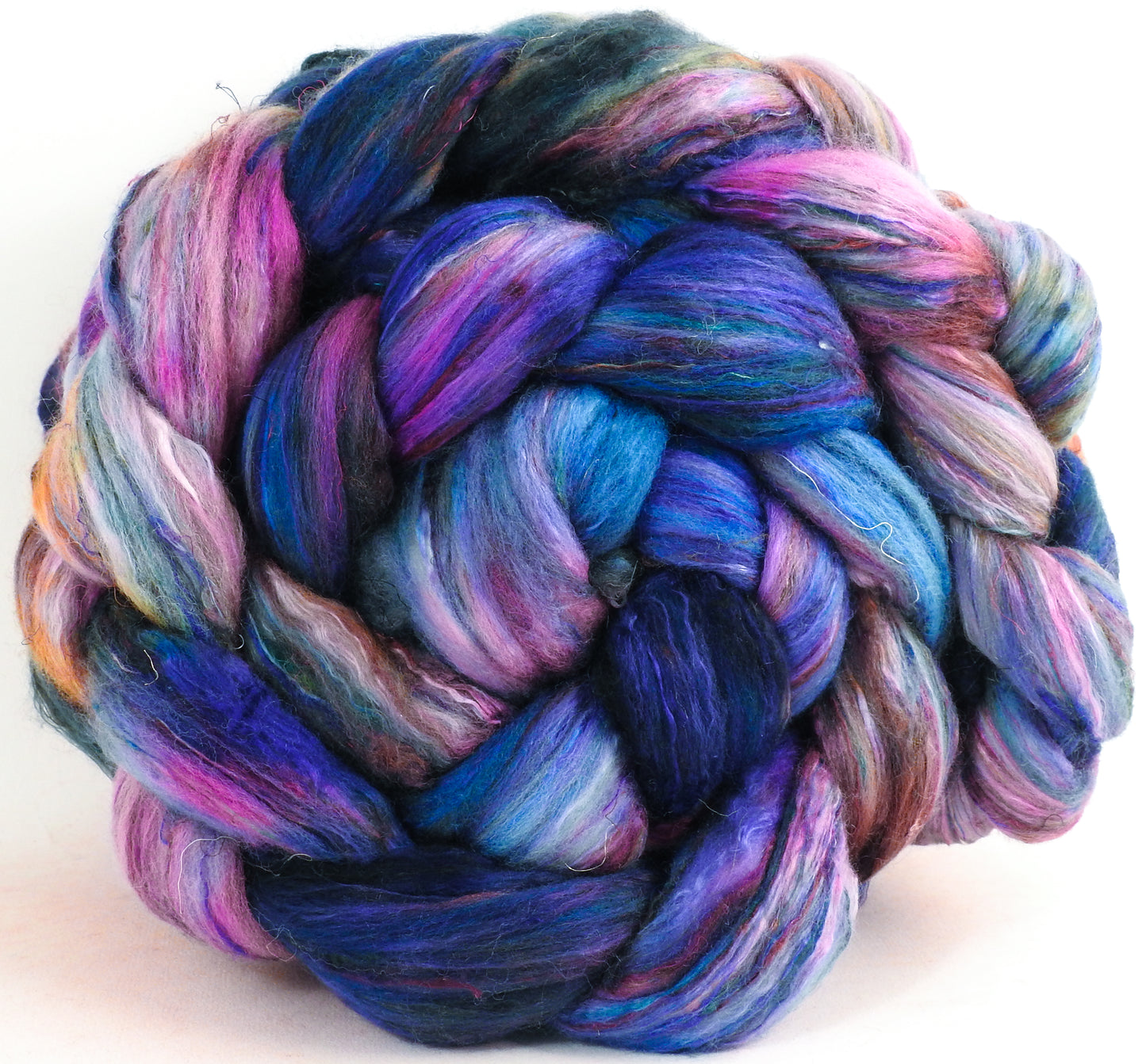 Batt in a Braid #39 - Mind Palace (5.4 oz) - Falkland Merino/ Mulberry Silk / Sari Silk (50/25/25)-Fusion Series