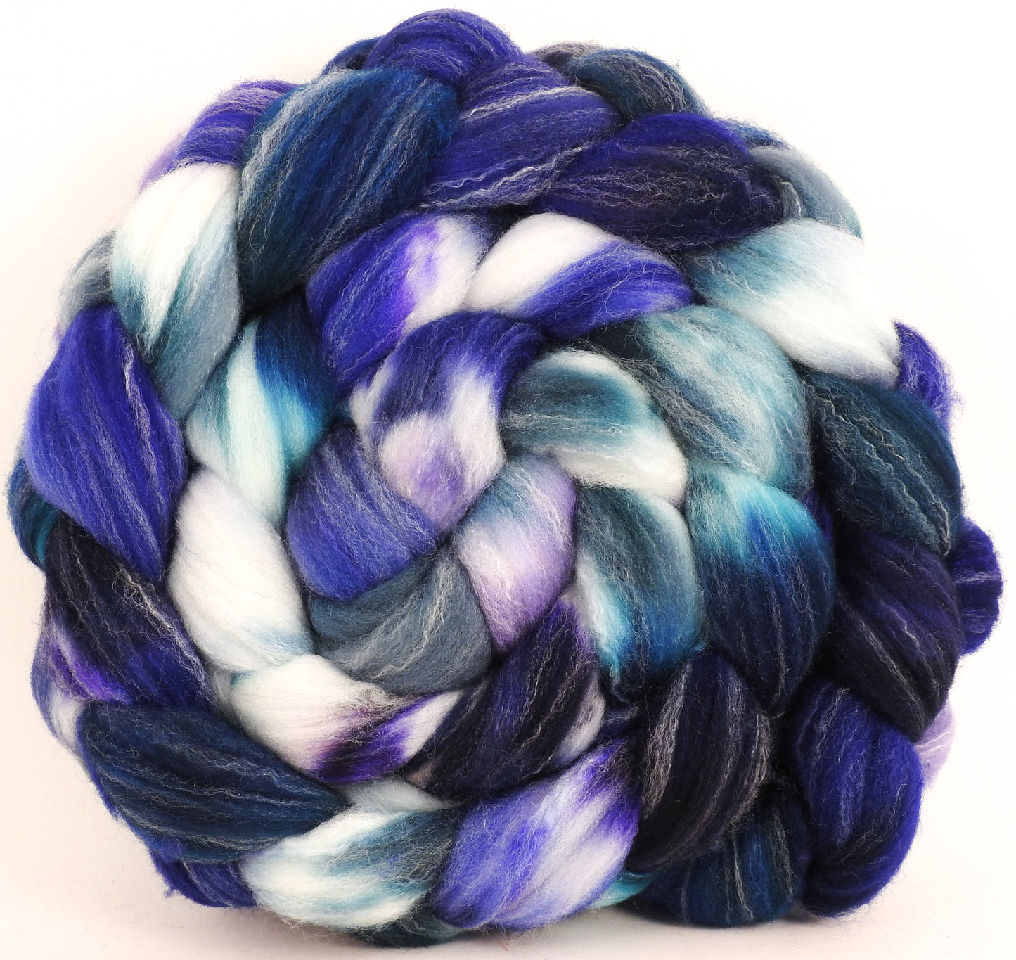 Hand dyed top for spinning - Blue Jay - Targhee/silk/ bamboo (80/10/10) - Inglenook Fibers