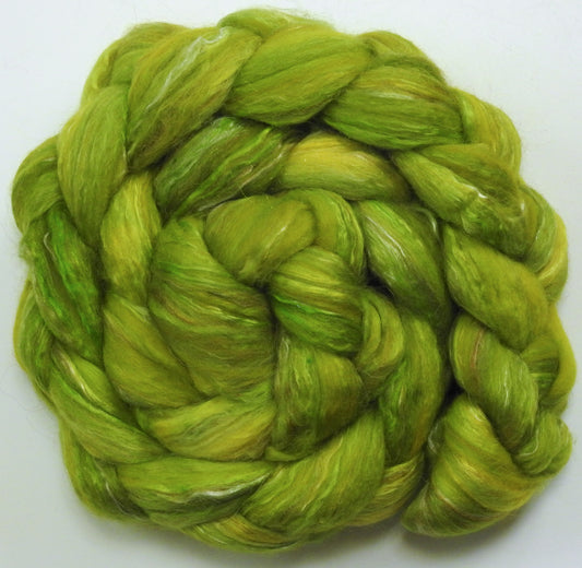 Pollen (5.4 oz) - Batt in a Braid #31 - Polwarth/ Mulberry Silk / Baby Alpaca / Rainbow Firestar/ Tencel( 40/25/15/10/10)