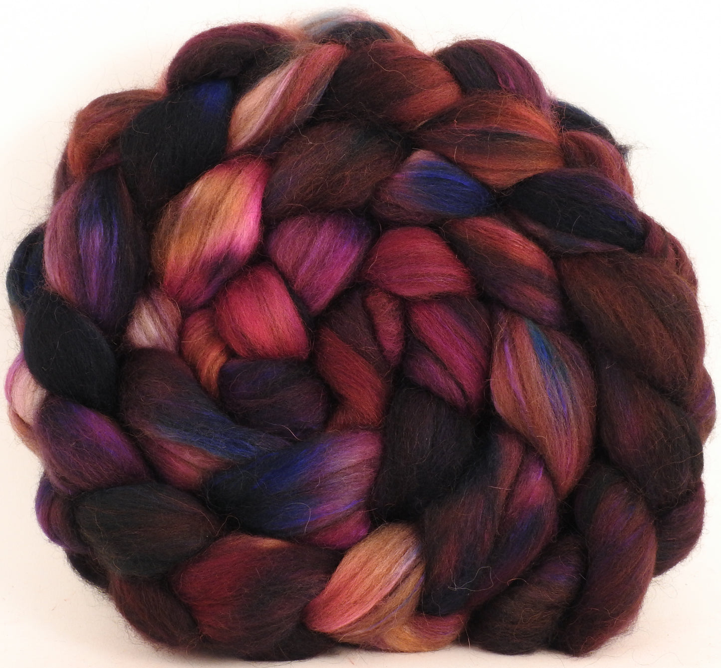 Hand dyed top for spinning -Heartbeat  - 18.5 mic merino/ camel/ brown alpaca/ mulberry silk/ (40/20/20/20) - Inglenook Fibers