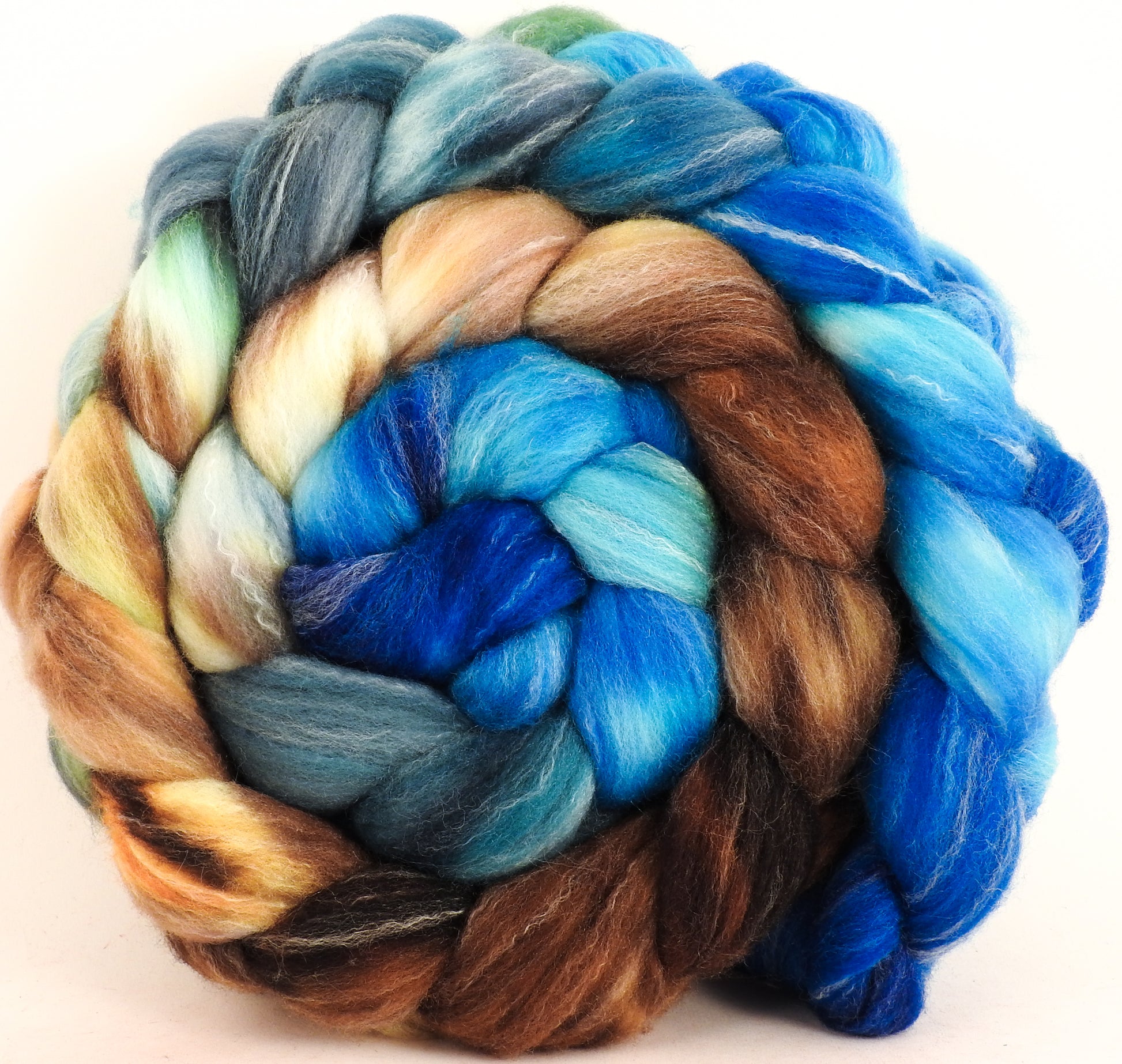 Hand dyed top for spinning - (5.4 oz.) Targhee/silk/ bamboo (80/10/10) - Inglenook Fibers