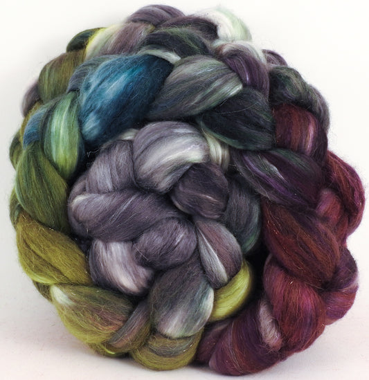 Batt in a Braid #41 - Peppercorns - Llama / Merino ( 18 mic.)/ Mulberry silk/ Stellina (40/30/25/5) - Inglenook Fibers