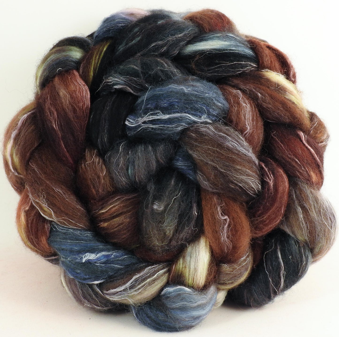 The Walrus - Batt in a Braid #32 -(5.6 oz)  Manx Loaghtan/ Wht Bfl / Tussah Silk/ Flax( 30/30/30/10)