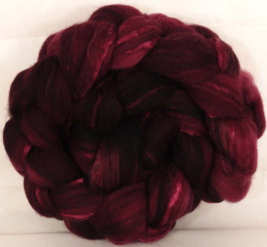 Batt in a Braid #37-Black Cherry( 5.3 oz) - Polwarth / Grey Baby Alpaca /Brown Corriedale/ Mulberry Silk ( 40/20/20/20 ) - Inglenook Fibers