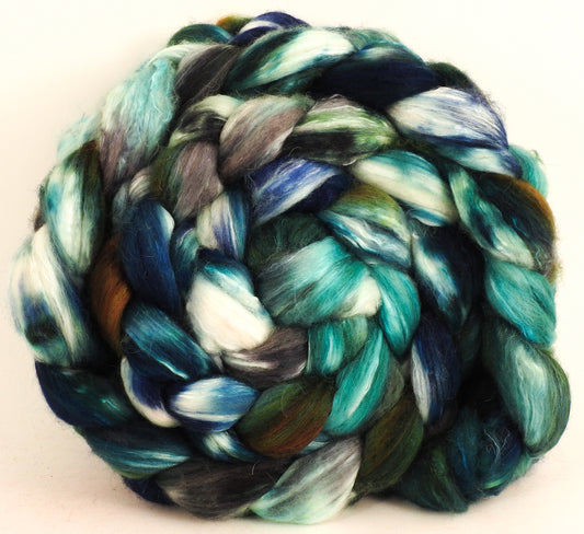 Batt in a Braid #5 - Kraken -(5.3 oz.) Merino/ Camel/ silk/ faux cashmere/ firestar (25/25/25/12/12) - Inglenook Fibers