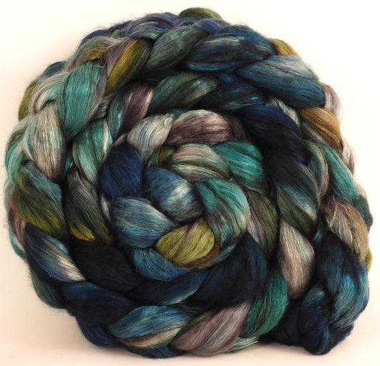 Hand dyed yak/ mulberry silk top - Kraken - YAK /silk ( 50/50) - Inglenook Fibers