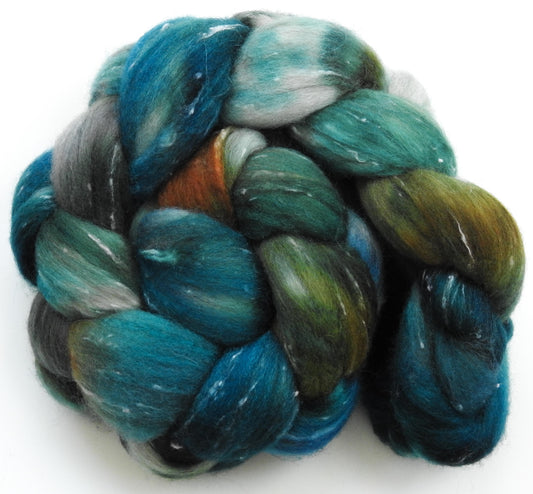 Kraken- Batt in a Braid #42 -(4.4 oz) Polwarth/ Tweed Blend / Peduncle&Tussah Silk( 50/25/25)