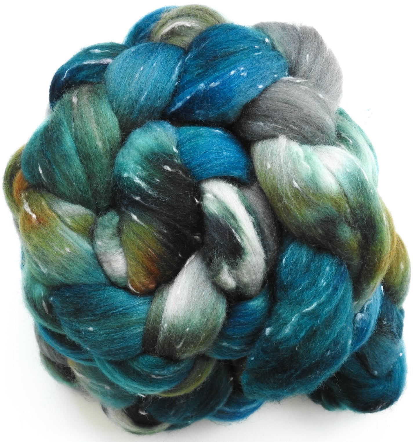 Kraken- Batt in a Braid #42 -(4.4 oz) Polwarth/ Tweed Blend / Peduncle&Tussah Silk( 50/25/25)