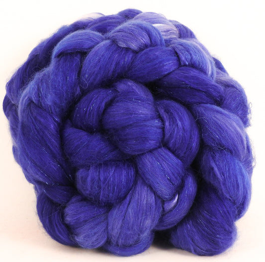 Batt in a Braid #41 - Acai - (4.65 oz.) Llama / Merino ( 18 mic.)/ Mulberry silk/ Stellina (40/30/25/5) - Inglenook Fibers