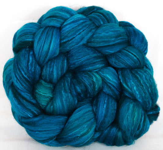 Batt in a Braid #7 -Cobalt-(5.3 oz.)Polwarth/ Manx / Mulberry silk/ Firestar (30/30/30/10) - Inglenook Fibers