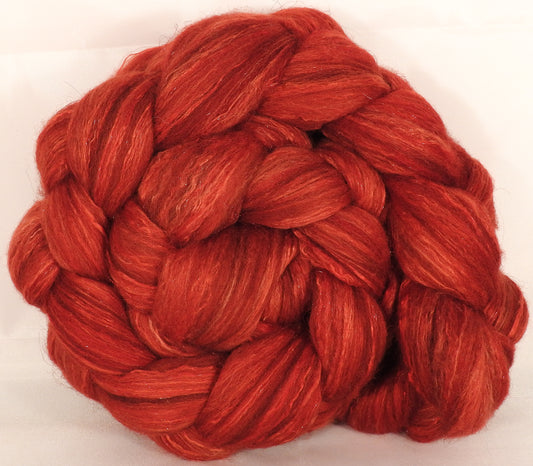 Batt in a Braid #7 - Superman -(5.2 oz.) Polwarth/ Manx / Mulberry silk/ Firestar (30/30/30/10) - Inglenook Fibers