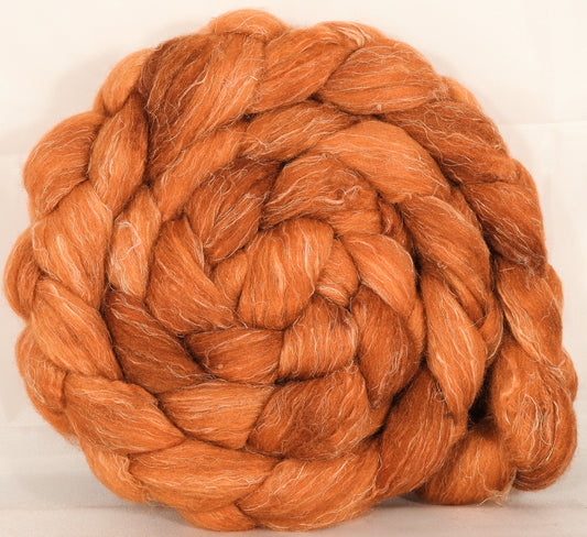 Batt in a Braid #29 -Pumpkin(5.3 oz.) Rambouillet / Tussah / Flax (40/40/20) - Inglenook Fibers