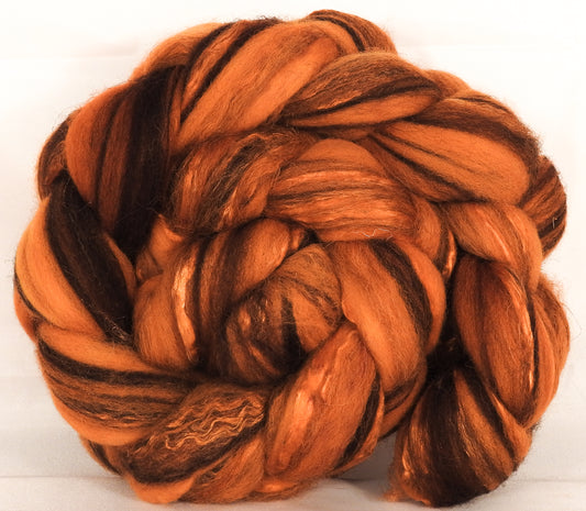 Batt in a Braid #37 -Pumpkin ( 5.4 oz) - Polwarth / Grey Baby Alpaca /Brown Corriedale/ Mulberry Silk ( 40/20/20/20 ) - Inglenook Fibers