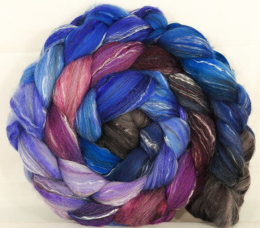 Batt in a Braid #31-Night Light-( 6.2 oz. ) - Polwarth/ Mulberry Silk / Baby Alpaca / Rainbow Firestar/ Tencel( 40/25/15/10/10) - Inglenook Fibers