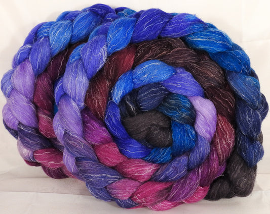 Batt in a Braid #29 -Night Light -Rambouillet / Tussah / Flax (40/40/20) - Inglenook Fibers