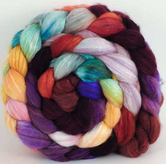 Batt in a Braid #5 - Red Queen -(5.3 oz.) Merino/ Camel/ silk/ faux cashmere/ firestar (25/25/25/12/12) - Inglenook Fibers