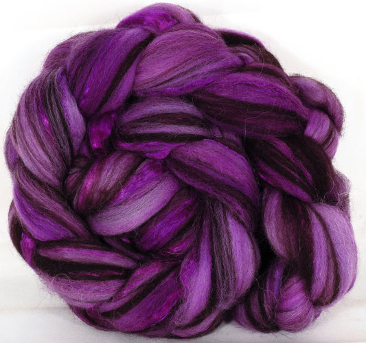 Batt in a Braid #37 -Fuchsia ( 5.2 oz) - Polwarth / Grey Baby Alpaca /Brown Corriedale/ Mulberry Silk ( 40/20/20/20 ) - Inglenook Fibers