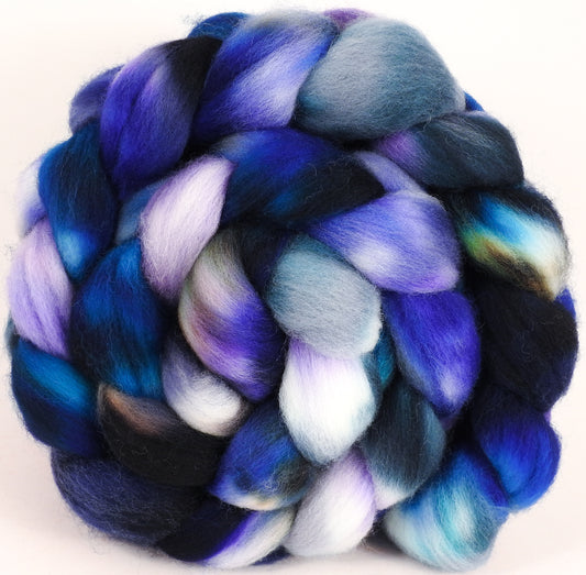 Hand dyed top for spinning - Blue Jay - (5.4 oz.) Organic polwarth /Tussah silk (80/20) - Inglenook Fibers