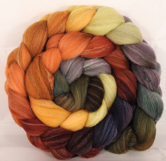 Hand dyed top for spinning -Gourds- (5.2 oz.) Targhee/silk/ bamboo ( 80/10/10) - Inglenook Fibers