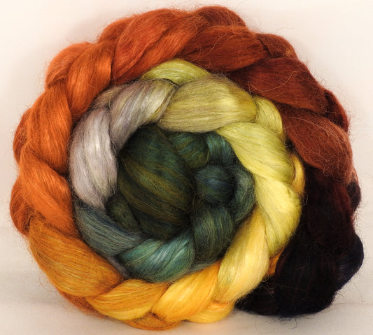 Hand-dyed wensleydale/ mulberry silk roving ( 65/35) -Gourds - Inglenook Fibers