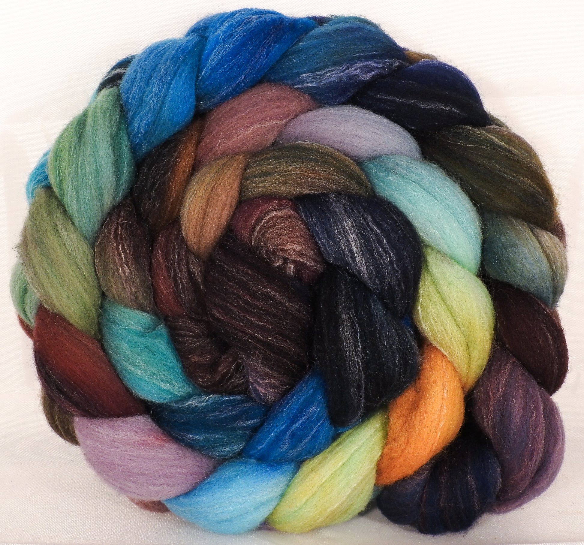 Hand dyed top for spinning -Selkie - (5.1 oz.) Targhee/silk/ bamboo ( 80/10/10) - Inglenook Fibers