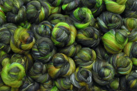 Norway Maple- Non- Sparkle Sticklebatts - (4.2 oz) - 30% Merino Fleece; merino, polwarth, black Shetland, silk, bamboo, silk noil