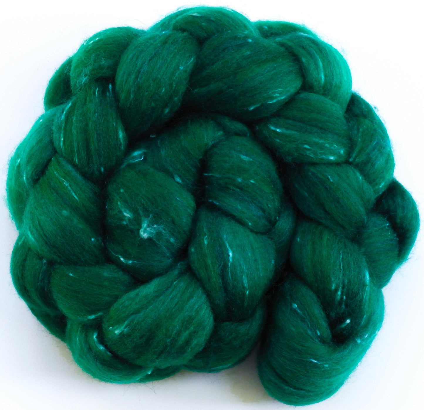 Shamrock- Batt in a Braid #42 -(4.6 oz) Polwarth/ Tweed Blend / Peduncle&Tussah Silk( 50/25/25)