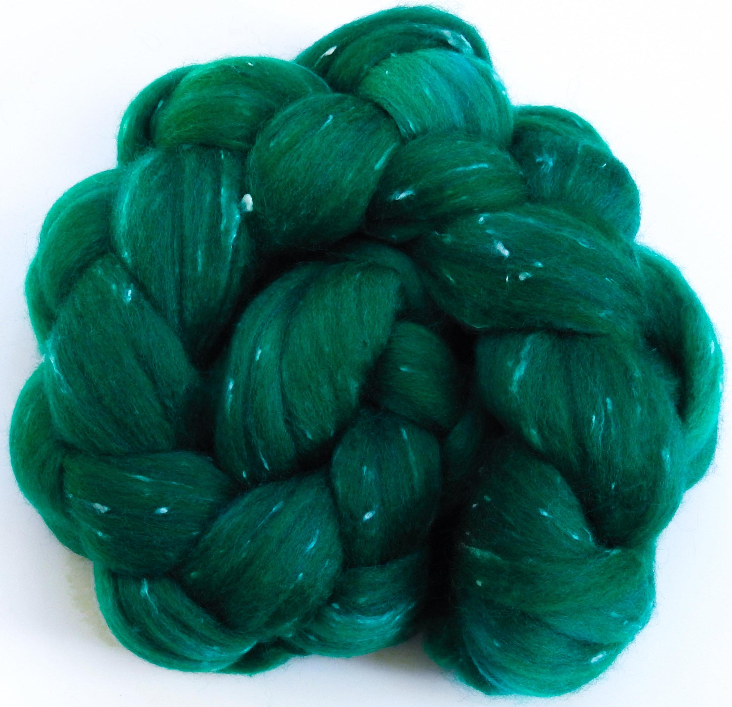 Shamrock- Batt in a Braid #42 -(4.6 oz) Polwarth/ Tweed Blend / Peduncle&Tussah Silk( 50/25/25)