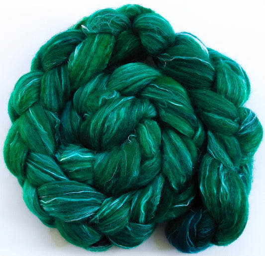 Shamrock- Batt in a Braid #32 -(5.7 oz)  Manx Loaghtan/ Wht Bfl / Tussah Silk/ Flax( 30/30/30/10)
