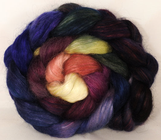 Hand-dyed wensleydale/ mulberry silk roving ( 65/35) -Fresh Fig - Inglenook Fibers