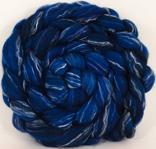 Batt in a Braid #17 - Cobalt -(5 oz.) Grey Corriedale/ Tussah silk/ Tencel (50/25/25) - Inglenook Fibers