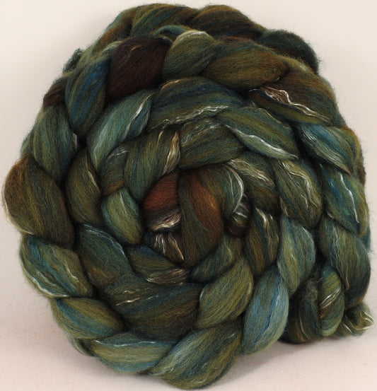 Batt in a Braid #17 - Hemlock -(5.2 oz.) Grey Corriedale/ Tussah silk/ Tencel (50/25/25) - Inglenook Fibers