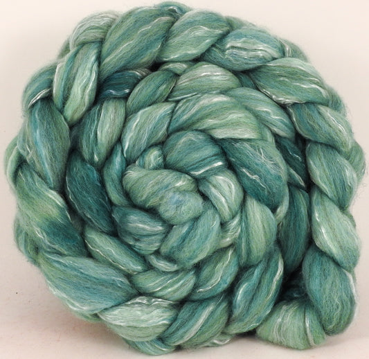 Batt in a Braid #17 - Spearmint -(4.9 oz.) Grey Corriedale/ Tussah silk/ Tencel (50/25/25) - Inglenook Fibers