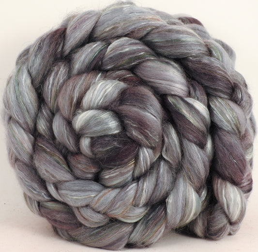Batt in a Braid #31- Elven Cloak -(5.3 oz. ) Polwarth/ Mulberry Silk / Baby Alpaca / Rainbow Firestar/ Tencel( 40/25/15/10/10) - Inglenook Fibers