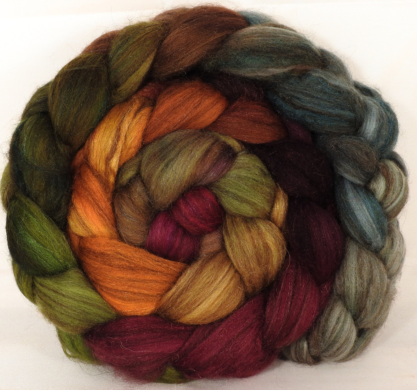 Hand dyed top for spinning -Farm Stand- 18.5 mic merino/ camel/ brown alpaca/ mulberry silk/ (40/20/20/20) - Inglenook Fibers