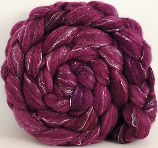 Batt in a Braid #17 - Redbud -(5.2 oz.) Grey Corriedale/ Tussah silk/ Tencel (50/25/25) - Inglenook Fibers