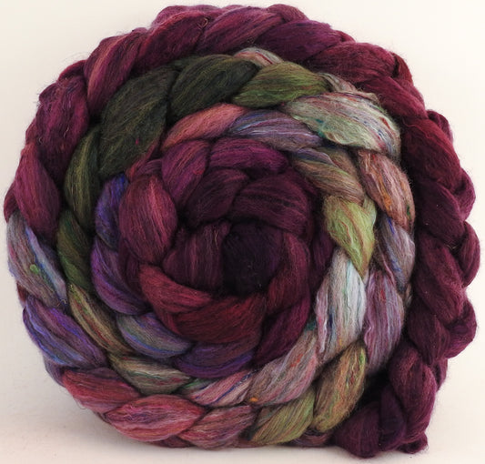 Batt in a Braid #39 - Sweetheart Roses (5.7 oz) - Falkland Merino/ Mulberry Silk / Sari Silk (50/25/25) - Inglenook Fibers
