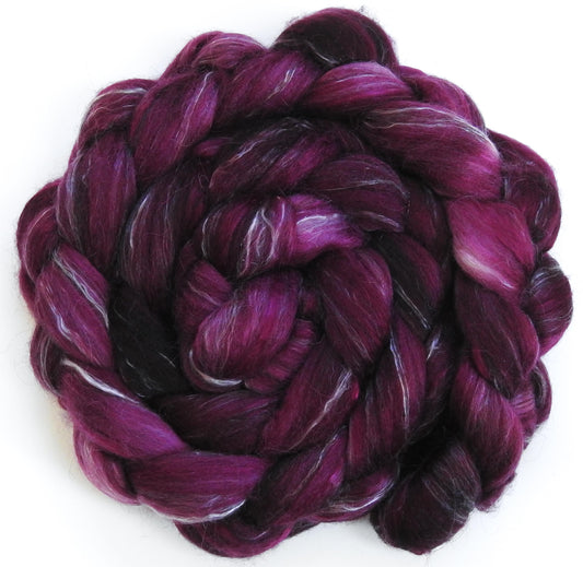 Black Cherry - Batt in a Braid #31 - Polwarth/ Mulberry Silk / Baby Alpaca / Rainbow Firestar/ Tencel( 40/25/15/10/10)