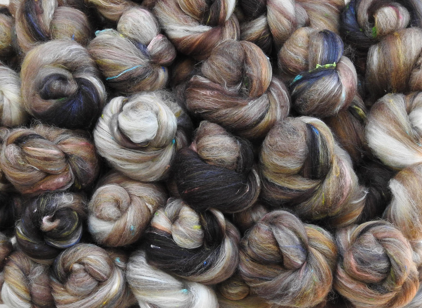 Non-sparkle Sticklebatts -Clouded Leopard- 30% Bond Fleece; merino, Shetland, polwarth, silk, bamboo, silk noil