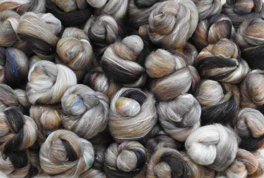 Non-sparkle Sticklebatts -Clouded Leopard- 30% Bond Fleece; merino, Shetland, polwarth, silk, bamboo, silk noil