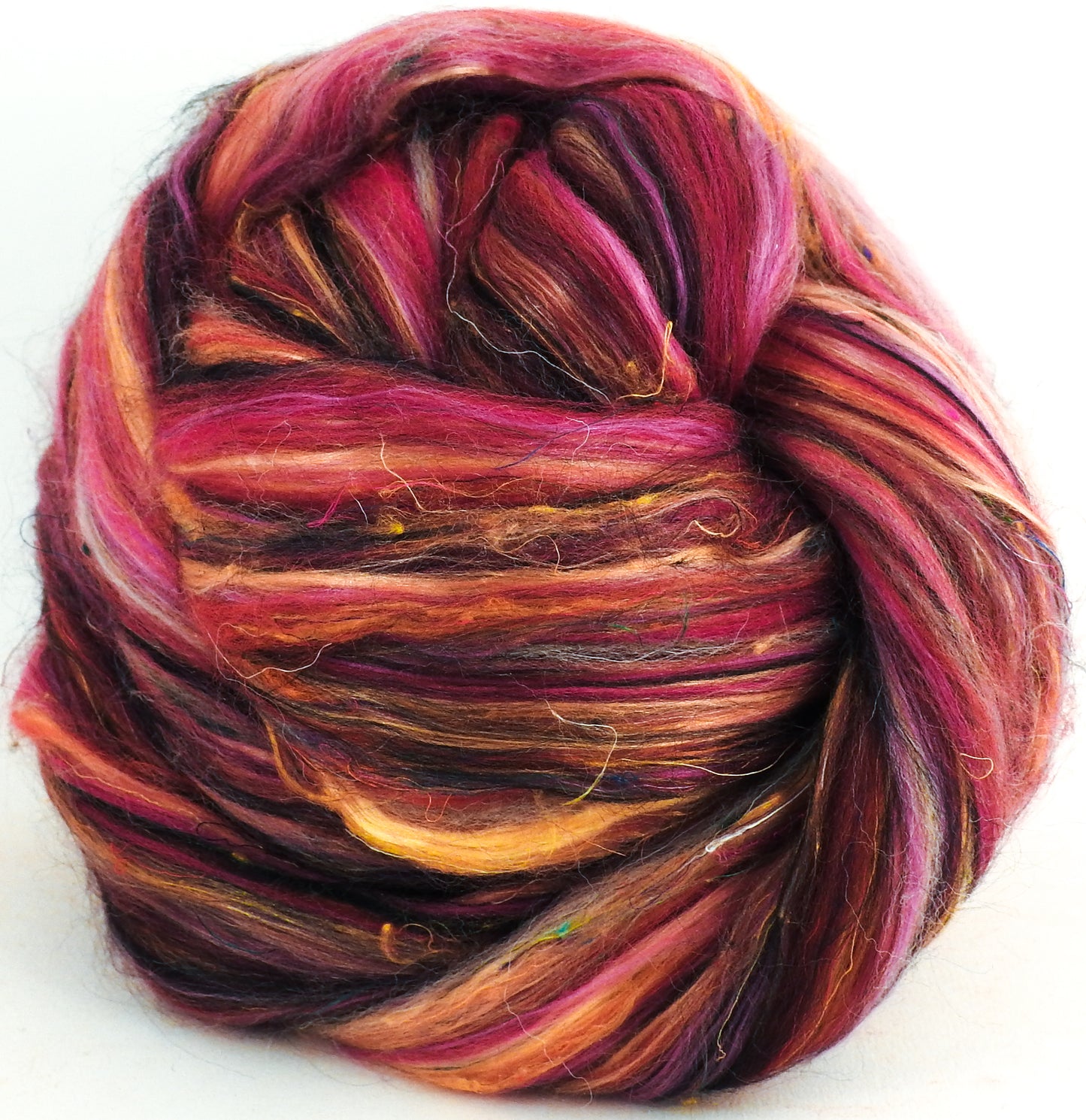 Aynsley Teacup - Custom Blended Top - Superfine Merino/Mulberry Silk Bamboo/Sari Silk/Tweed Blend (40/25/15/10/10)