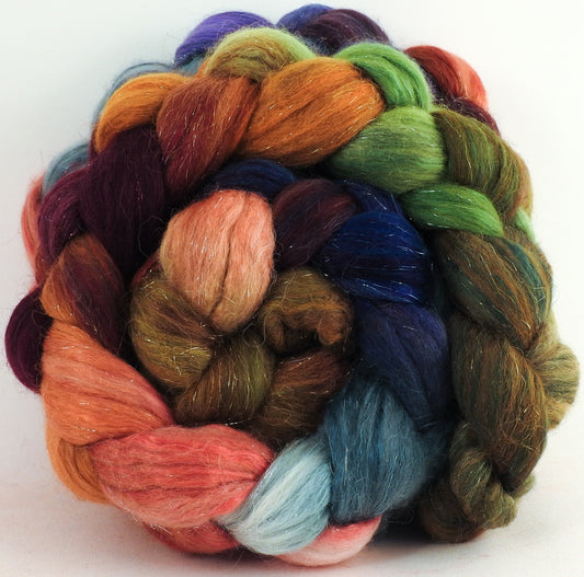 Batt in a Braid #41 - Bohemian - Llama / Merino ( 18 mic.)/ Mulberry silk/ Stellina (40/30/25/5) - Inglenook Fibers
