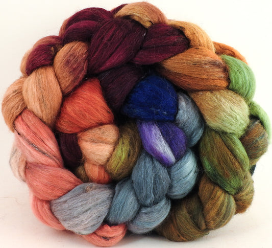 Batt in a Braid #49 - Bohemian (5.5 oz) - Polwarth/ Mulberry Silk/ Tweed Blend (50/25/25) - Inglenook Fibers