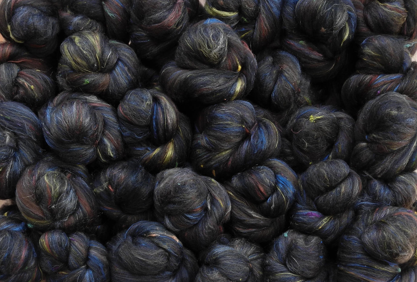 Non-sparkle Sticklebatts - Black Panther - 30% Merino Fleece; merino top, silk, bamboo, silk noil