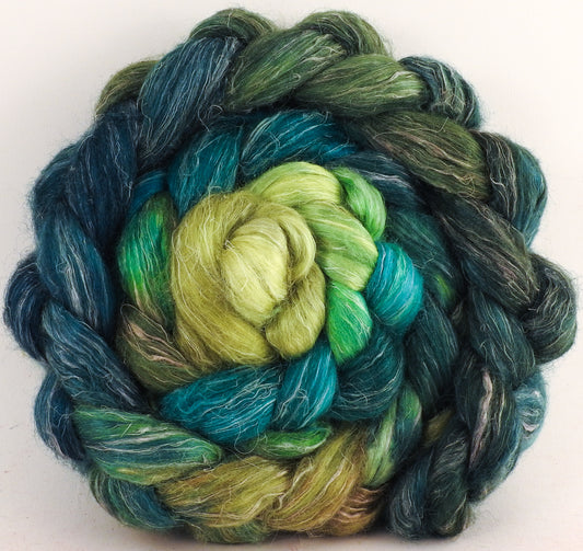 Tussah Silk / flax roving (65/35)- Pesto (4.4 oz) - Inglenook Fibers